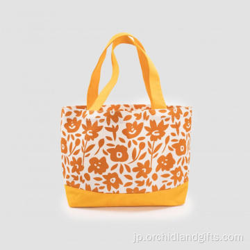 オレンジ色の大容量キャンバスショッピングバッグ